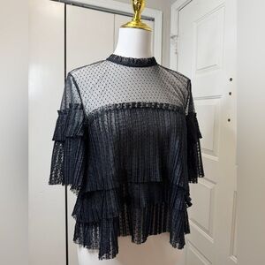 Chic Black Layered Lace Blouse